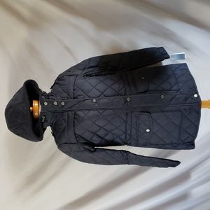 NEW Lucky Brand Diamond Quilt Anorak with Faux Fur Hood